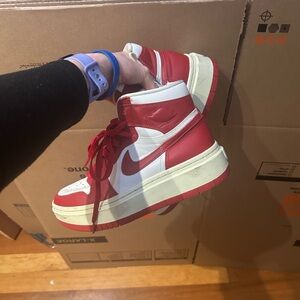Nike Red & White platform Jordan 1